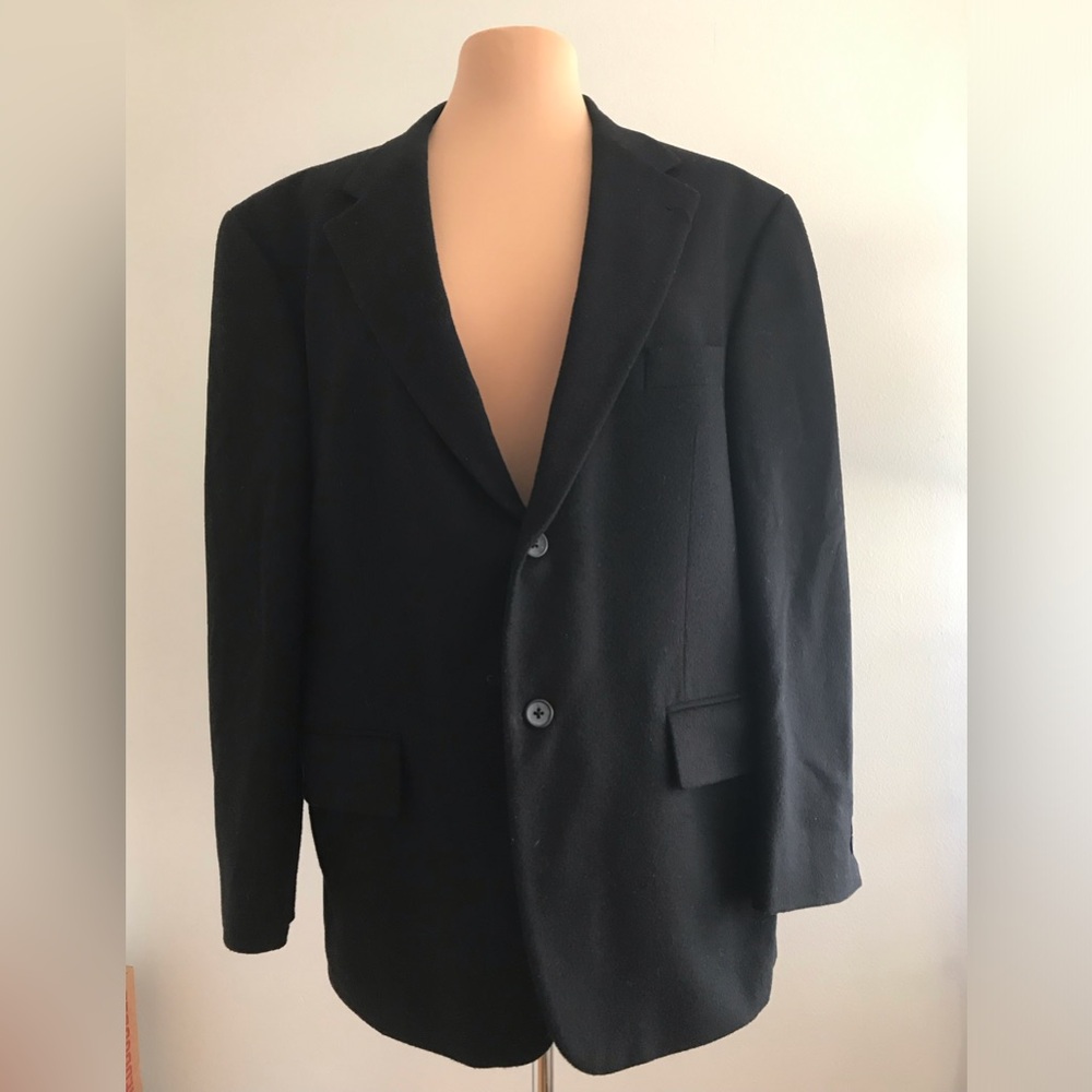 Vintage Men's Wool Black Sportcoat - Oscar De La Renta - 44S